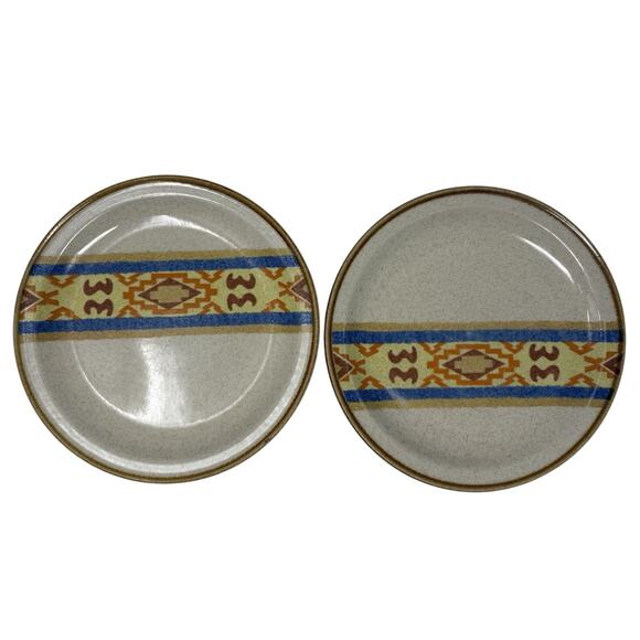 Vintage 70s Sunmarc Insight Cherokee Stoneware Plates 7.75” Set of 2 Japan - Picture 9 of 9